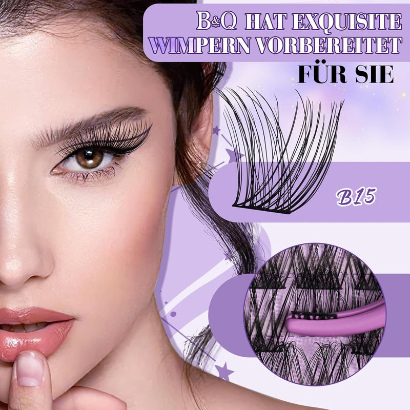 B&Q Lashes Extension Set 156 PCS Lash Extension Set 8-16MIX Wimpern Extensions Mit Mascara Pinsel Kl