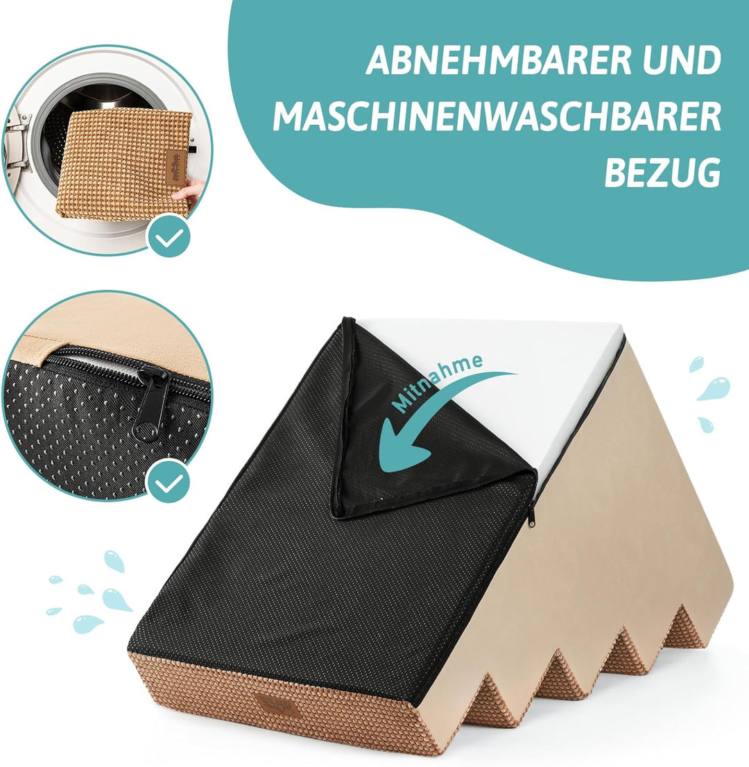 COZY KISS Hundetreppe für Kleine Hunde, 5 Stufen Breiter Haustiertreppe für Bett Couch Auto, 60cm Ho
