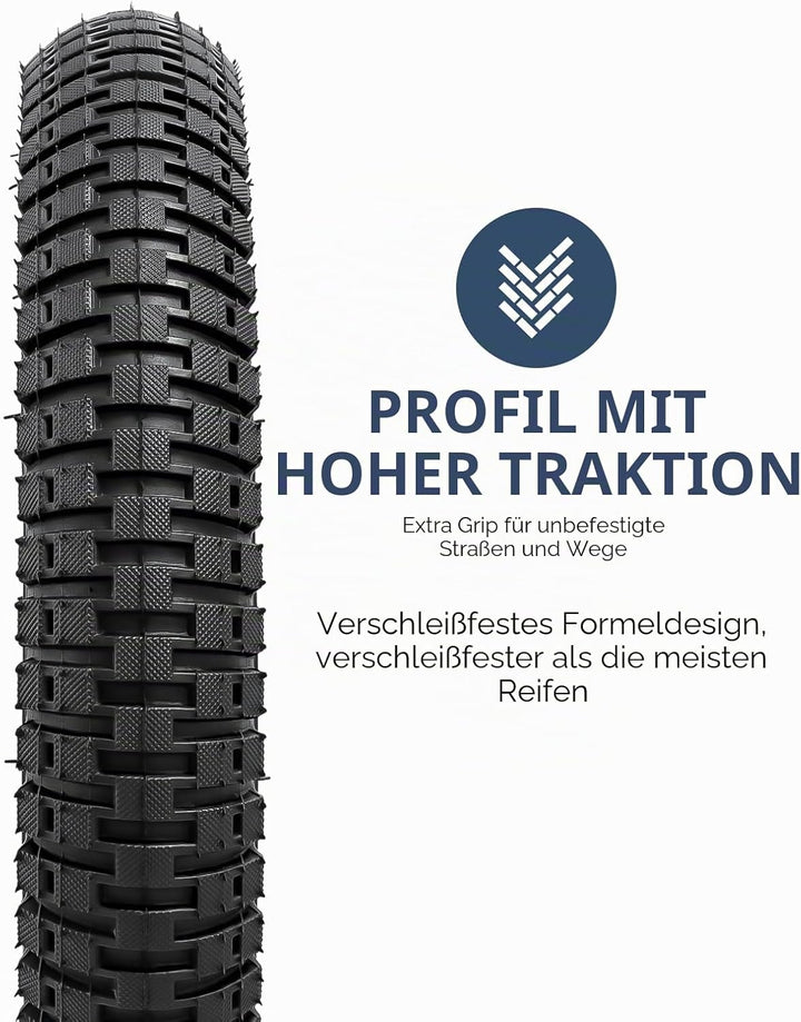 YunSCM 2er-Pack 14 Zoll Fahrradreifen 14x1.95 ETRTO 54-254 Plus 2er-Pack 14 Zoll Schlauch 14x1.75/2.