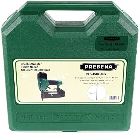 Prebena 2P-J50SDS Luftdruck Druckluftnagler 5-7 bar im Transportkoffer + Prebena J-BOX 8.000 Stauchk