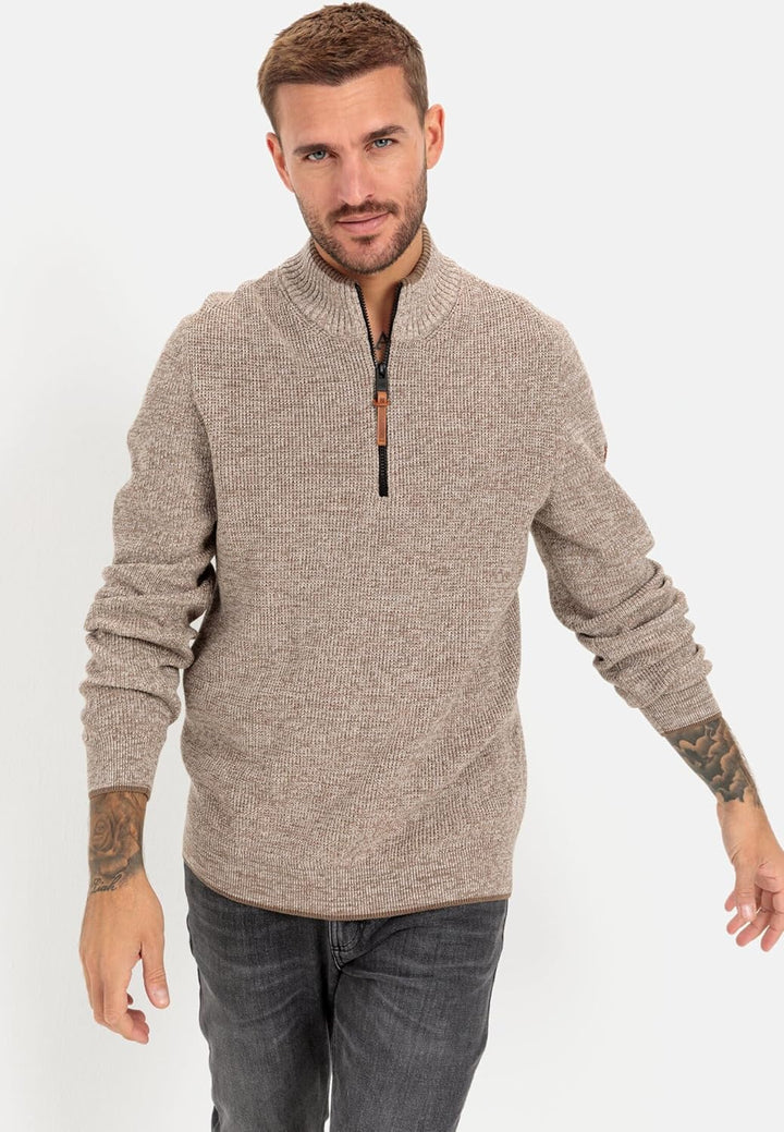 camel active Herren Feinstrick Troyer aus Baumwollmix XXL Beige, XXL Beige