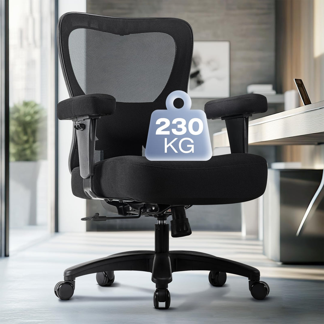 Hellove Bürostuhl Ergonomisch 230KG, Schreibtischstuhl mit Verstellbarer Armlehnen und Lendenwirbels