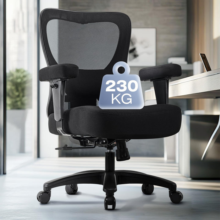 Hellove Bürostuhl Ergonomisch 230KG, Schreibtischstuhl mit Verstellbarer Armlehnen und Lendenwirbels