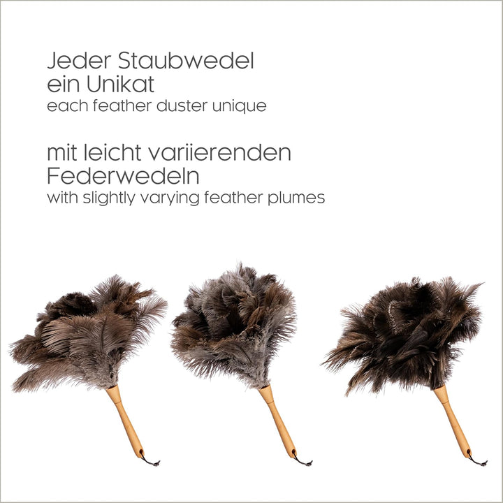 Staubwedel mit Straussenfedern – Staubwischer hergestellt in der EU – Handarbeit - 40 cm Länge z2921