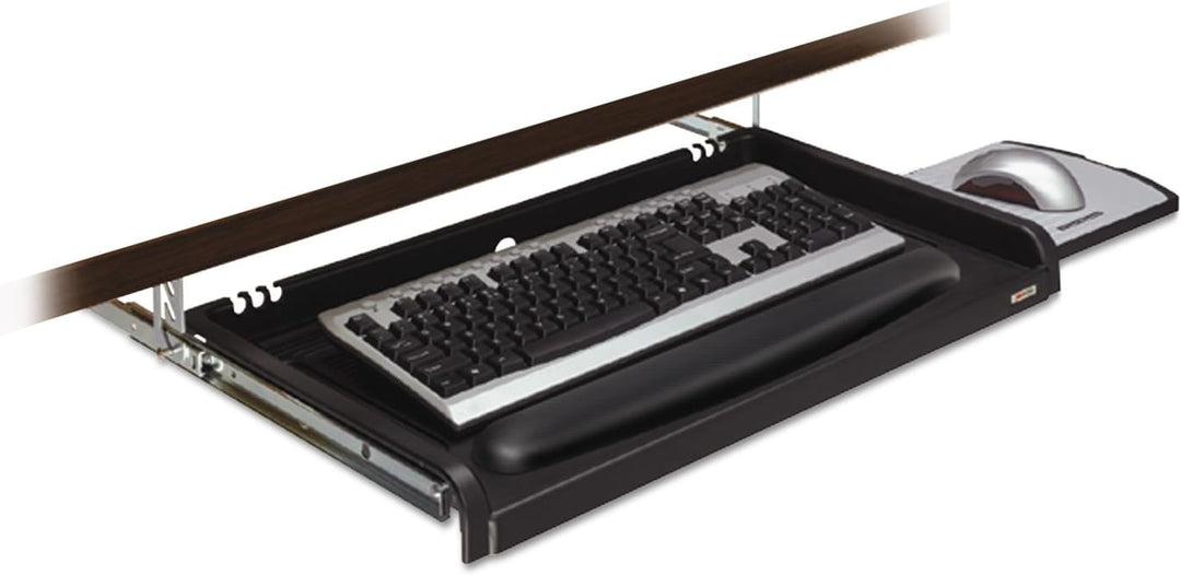 3M Adjustable Under-Desk Keyboard Drawer, Three Height Settings, Wide Tray with Gel Wrist Rest Accom