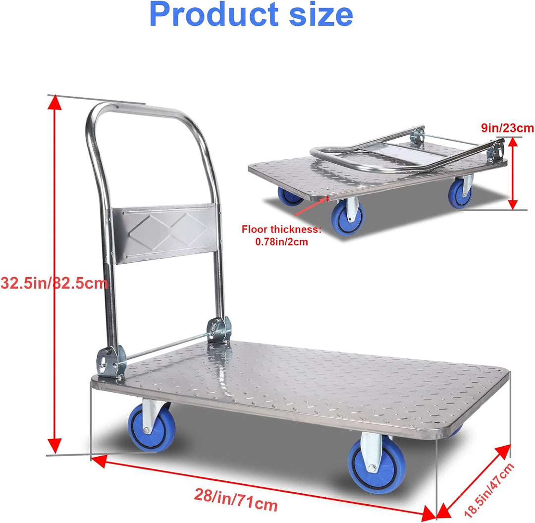 Klappbar Meister Plattformwagen, Faltbarer Plattform-Trolley, Sackkarre, 150 kg Tragkraft, 83 x 70 x