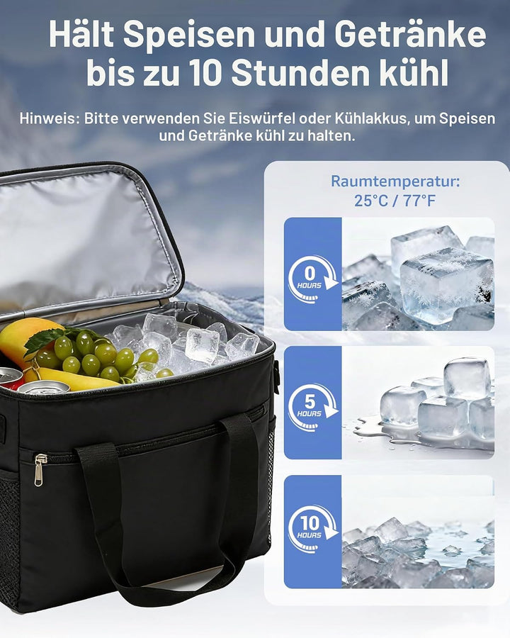KONO Kühltasche 20L, Grosse Isolierte Lunchtasche Faltbar, Tragbare Thermotasche mit Verstellbarem S