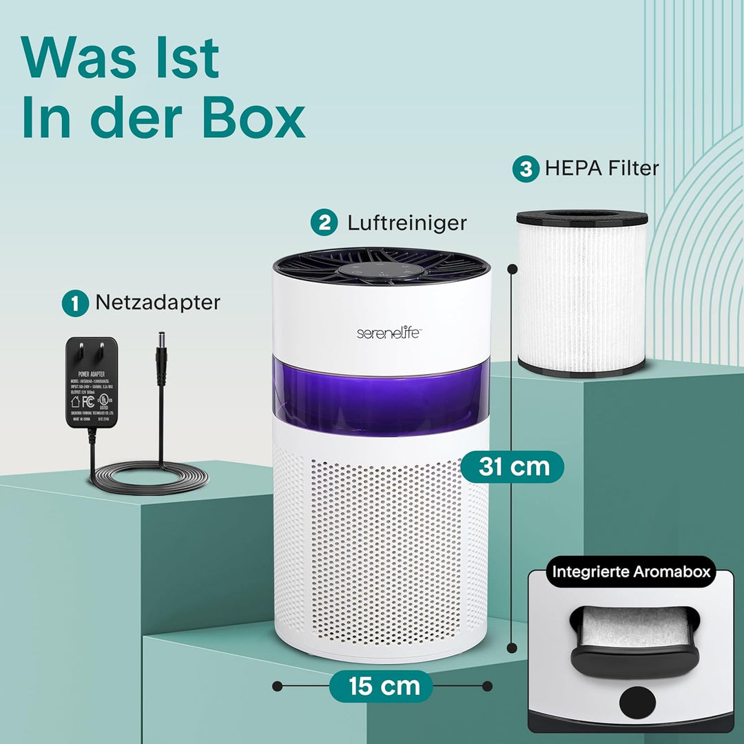 SereneLife Luftreiniger- mit HEPA 13 Filter für Zuhause Schlafzimmer, Luftfilter Allergiker mit Arom