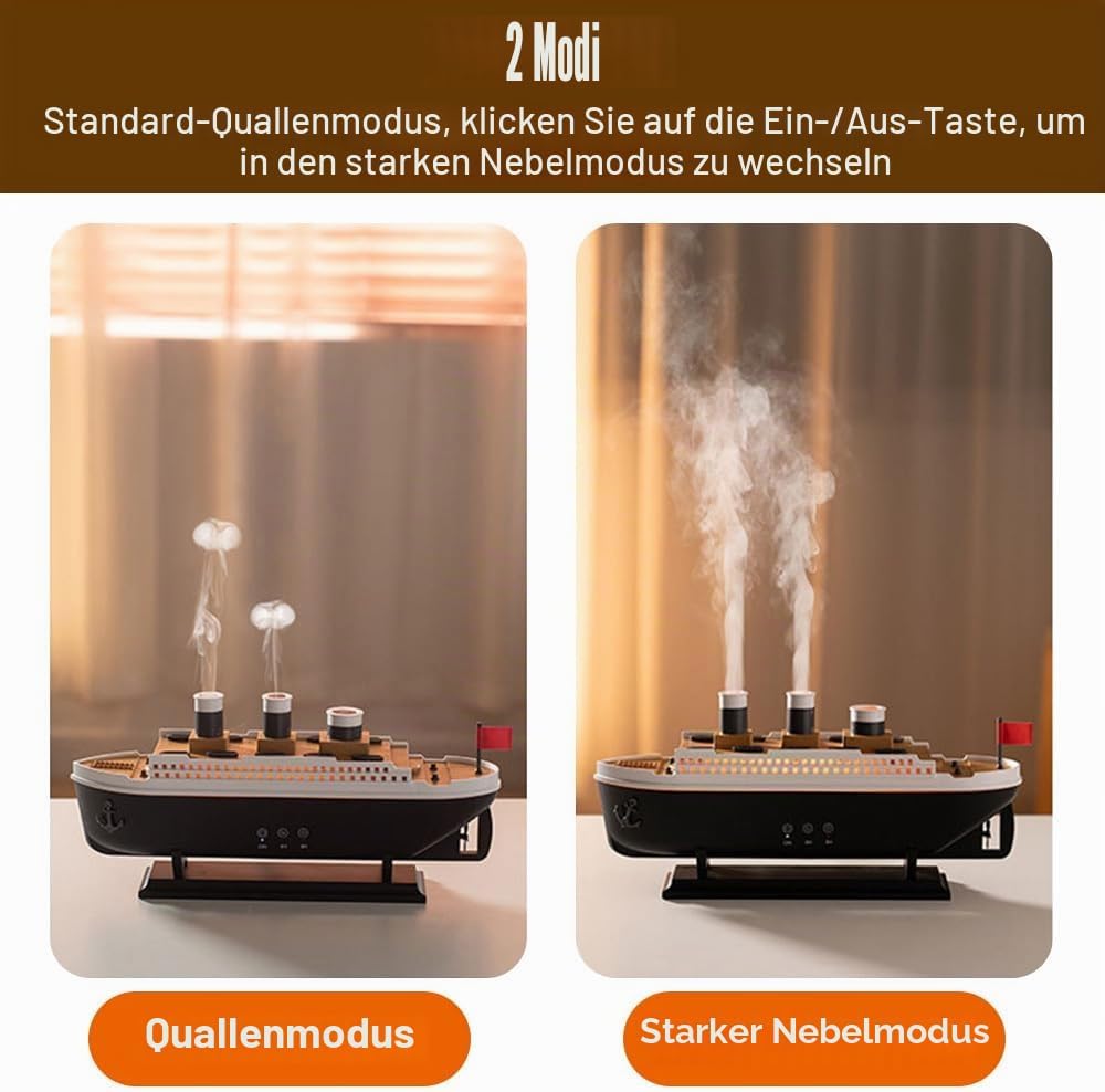 Aroma Luftbefeuchter, Simulierter Schiffsbefeuchter, Quallennebel Aromadiffusor, Schiffsmodell, Arom