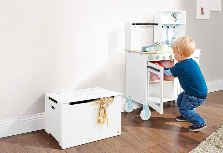 Pinolino Truhe, aus Holz, Spielzeugkiste für Kinder, Deckel mit Klappendämpfer, Belastbarkeit 30 kg,