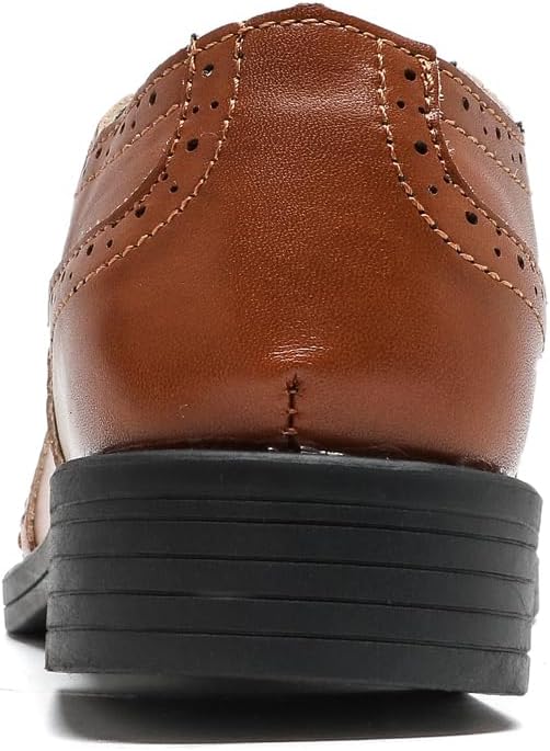 PPXID Jungen Schnürhalbschuhe Schule Oxfords Uniform Hochzeit Anzugschuhe 37 EU Dunkelbraun, 37 EU D