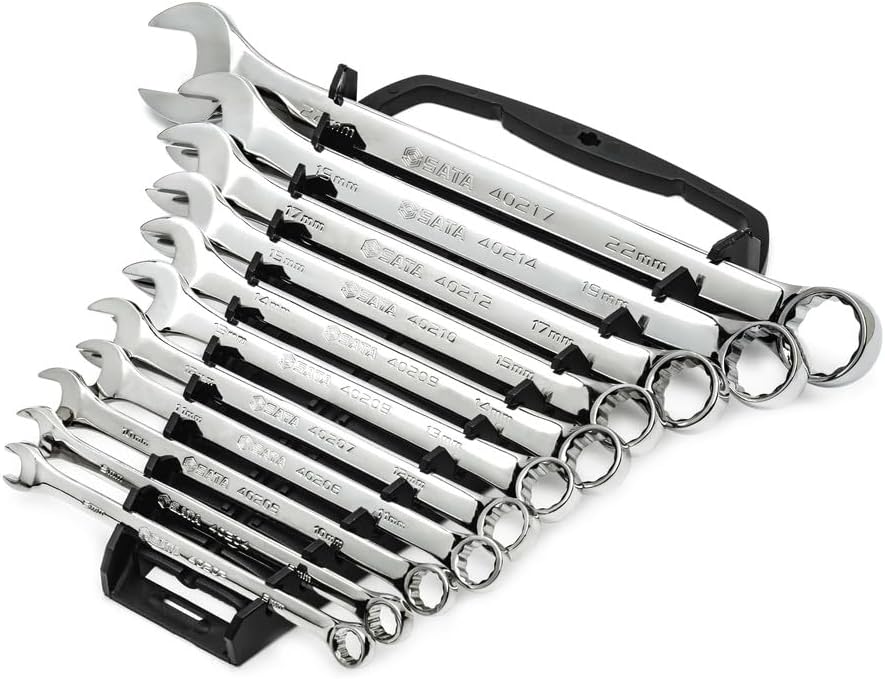 SATA ST09022SJ Ringmaulschlüssel-Set, metrisch, verchromt, 8 mm bis 22 mm, 11-teilig Metric 11-teili