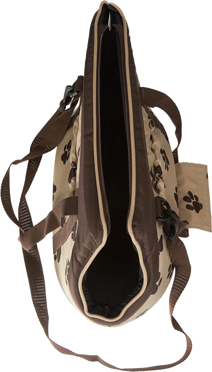 HobbyDog TORBWL4 Hundetasche Tragetasche Katzentasche, Grösse 22 x 20 x 36 cm, beige mit Pfoten
