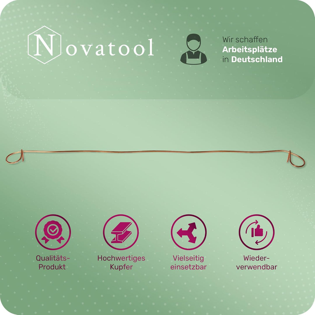 Novatool 1.000 Stück Rödeldraht mit Ösen 1,0 x 200mm Bindedraht verkupfert, robust & langlebiger Dri