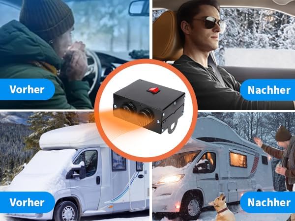 Heizung 12V 600W,Tragbare Autoheizung Heizluefter Wärmer Defroster,2 Loch 5 Sekunden Schnellheizung