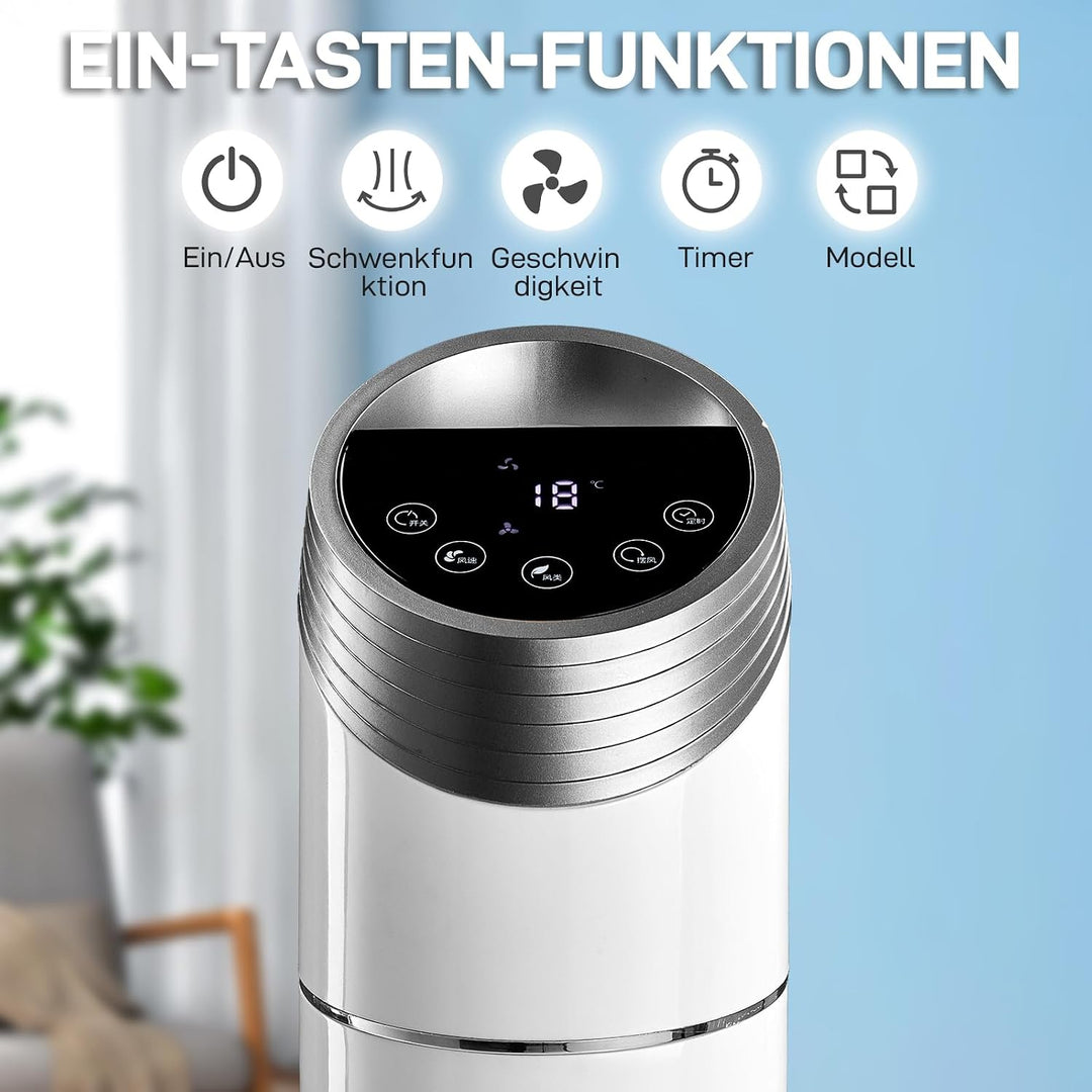 LEADZM Turmventilator mit Fernbedienung,Schwenkbarer Turm 107 cm,Tower Fan 80° Oszillationswinkel,Sä
