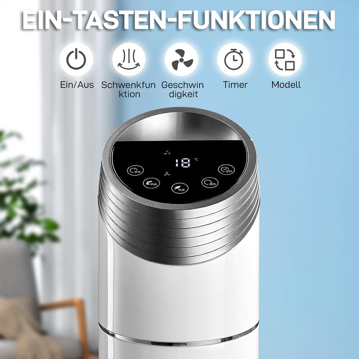 LEADZM Turmventilator mit Fernbedienung,Schwenkbarer Turm 107 cm,Tower Fan 80° Oszillationswinkel,Sä