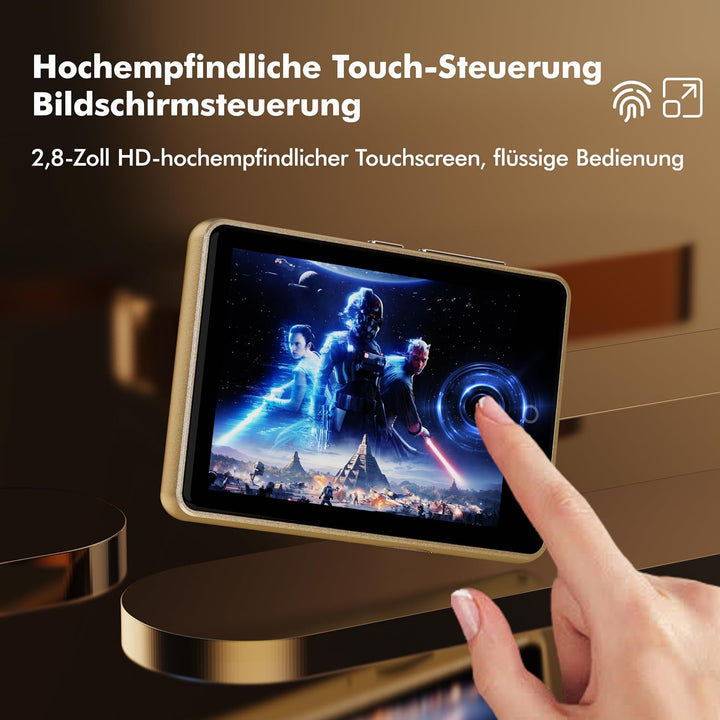 64 GB MP3 Player Bluetooth 5.3 mit Lautsprecher, 2,8 Zoll grosses Display, HiFi-Sound Music playermp