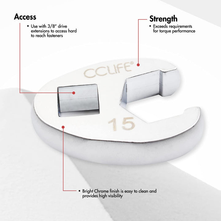 CCLIFE 10tlg Hahnenfussschlüssel Hahnenfuss Schlüssel Steckschlüssel Drehmoment 1/2" 3/8" Aussenvier