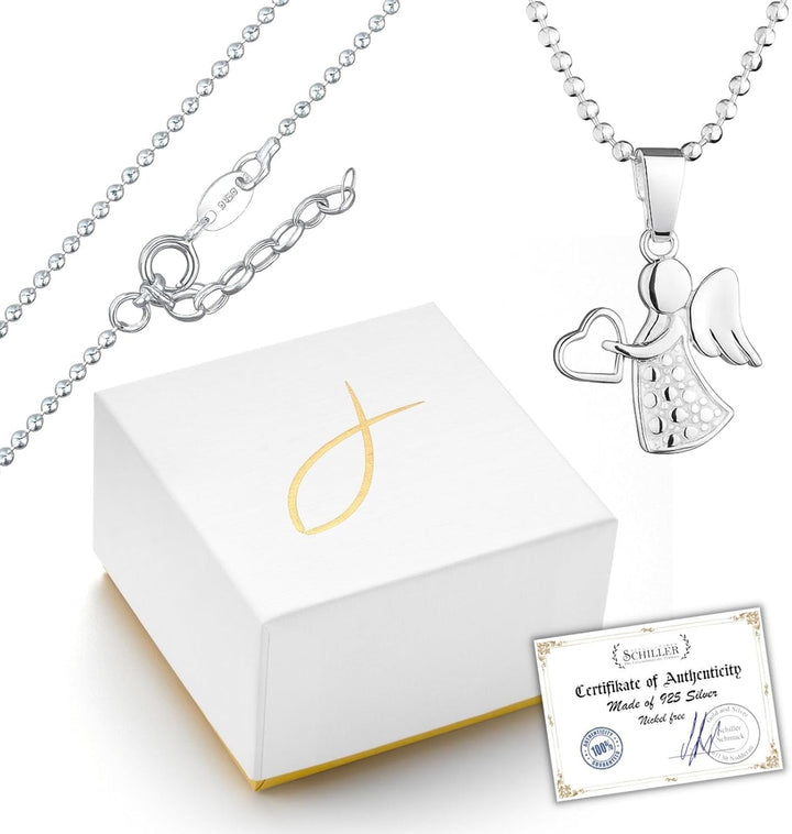 fish Mädchen Silber-Kette 925 Engel-Anhänger mit Schmuck-Etui, Geschenk-Idee 38.0 Zentimeter, 38.0 Z