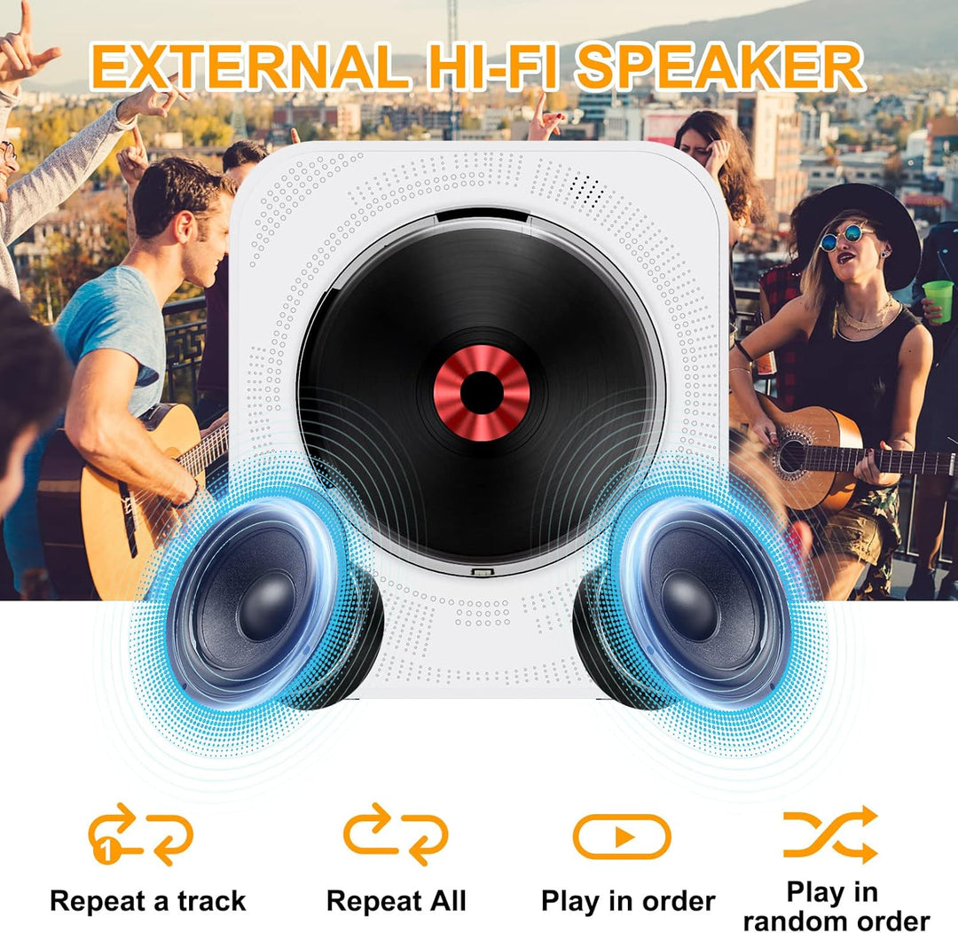 CD Player Bluetooth Tragbarer CD-Player mit an der Wand montierbaren, Heim Audio Boombox mit Fernbed
