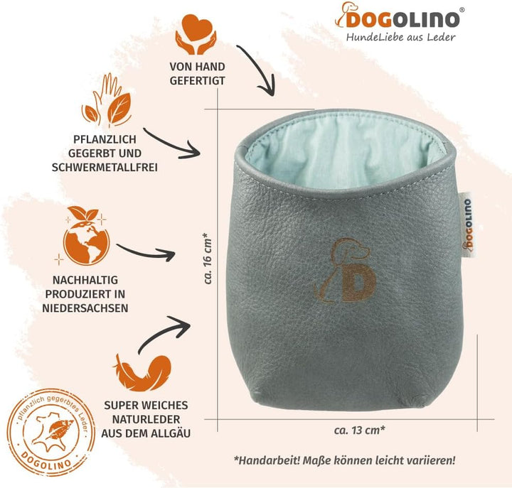 DOGOLINO® Leckerli-Beutel für Hunde aus Leder - Leckerlitasche - Futterbeutel für Hundetraining - Kl