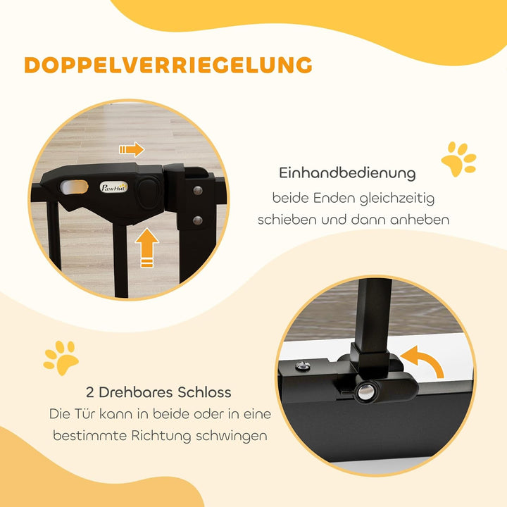PawHut Türschutzgitter Hunde, Absperrgitter, 74-80 cm, Treppenschutzgitter für Haustier, Schutzgitte
