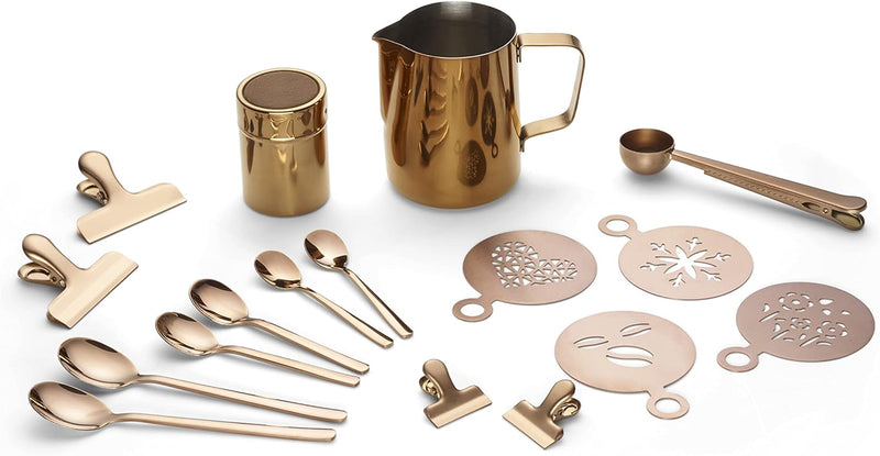 Echtwerk Kaffeezubehör-Set, 23-tlg, Milchschaumkännchen 600 ml, Kakaostreuer, 4x Espresso-, 4x Cappu