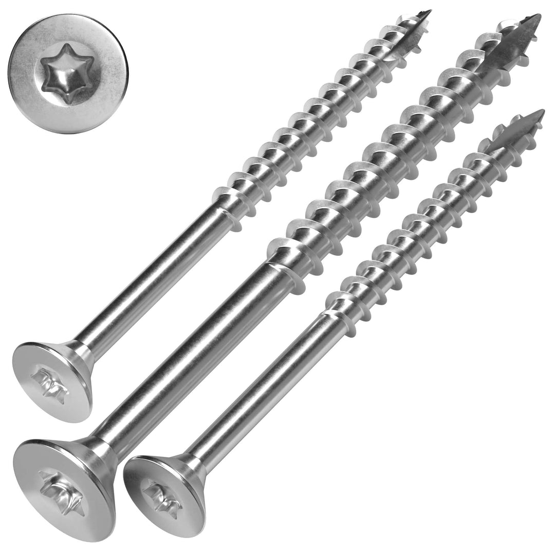 SCREW REBEL Spanplattenschraube Edelstahl A2, 6 x 120 mm - 100 Stück, TX30, Teilgewinde, Cut-Spitze,