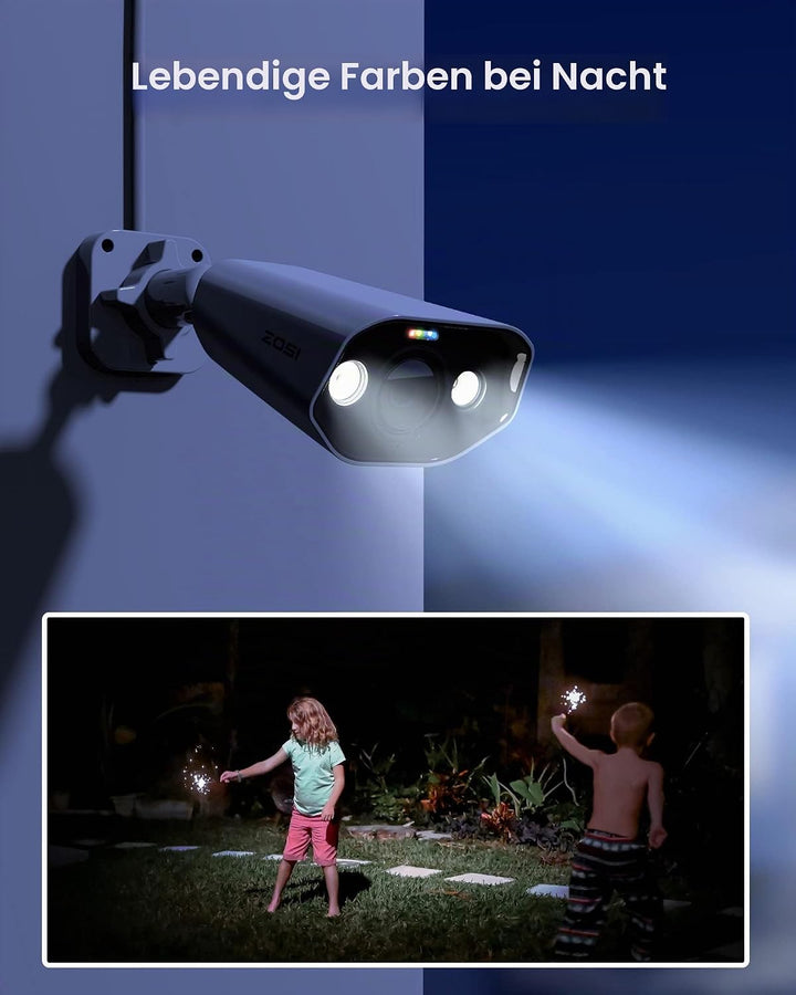 ZOSI 4K 8MP PoE Überwachungskamera Aussen, 3840×2160P Outdoor IP PoE Kamera mit Personenerkennung, F