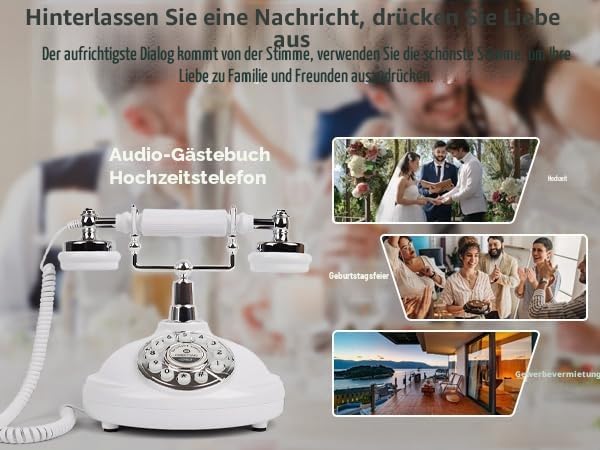 Audio-Gästebuch, Hochzeitstelefon, Aufzeichnung individueller Audio-Nachrichten mit Gästebuch, Retro