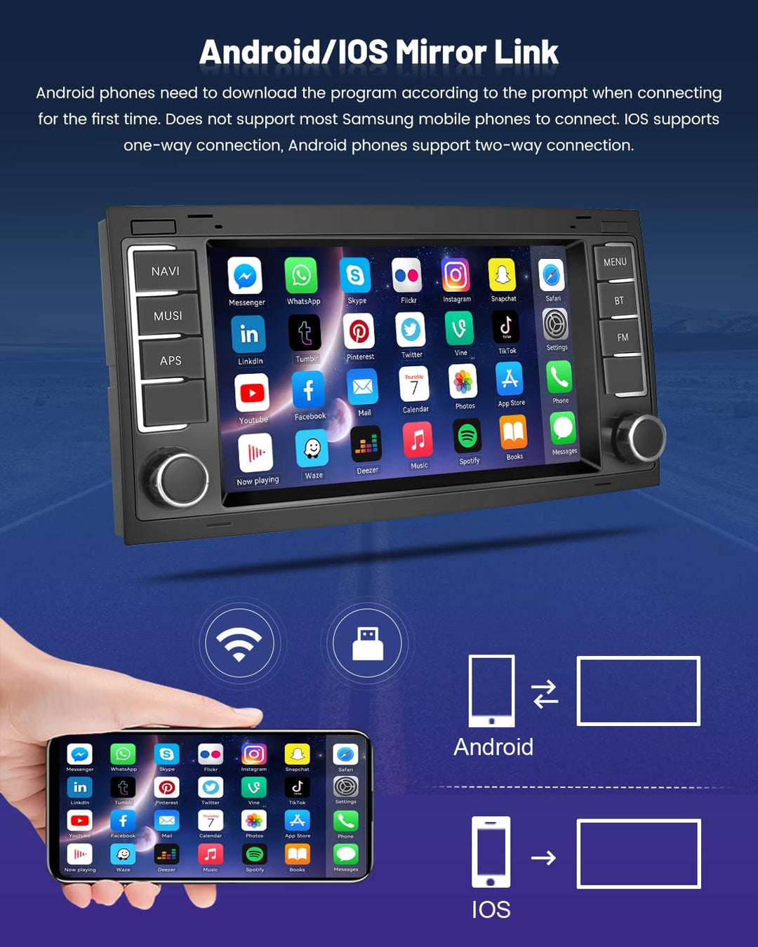 DAB 1G 32G Android 13 Autoradio mit Navi Für VW Touareg 2004-2011 Transporter Ts Multivan 2004-2009,