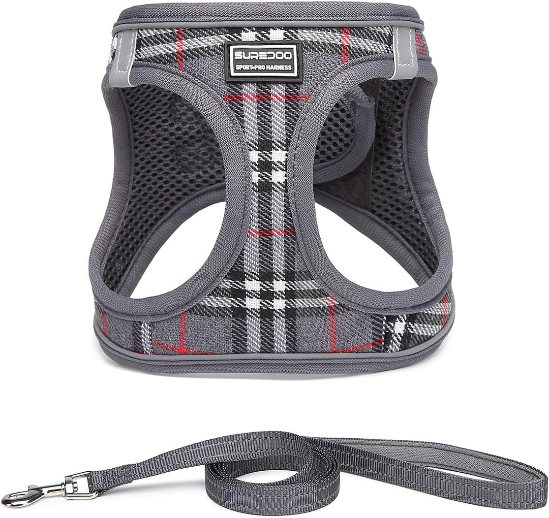 Suredoo Hundegeschirr Kleine Hunde mit Leine, Anti Zug Geschirr Reflektierend Atmungsaktiv Brustgesc