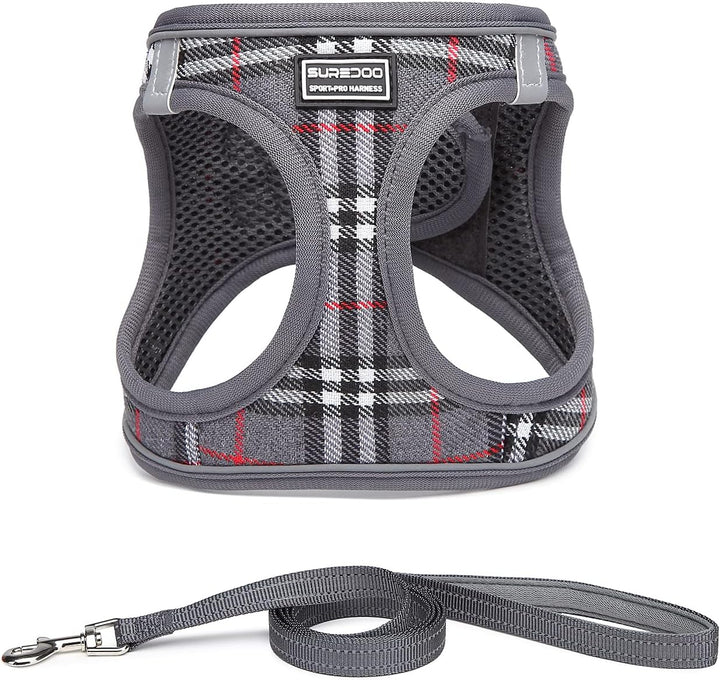 Suredoo Hundegeschirr Kleine Hunde mit Leine, Anti Zug Geschirr Reflektierend Atmungsaktiv Brustgesc