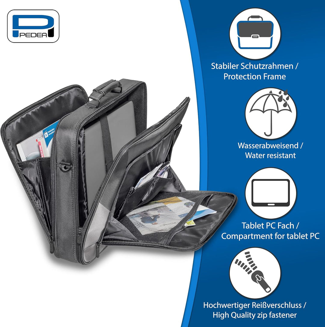PEDEA Laptoptasche "Premium" Notebook-Tasche bis 17,3 Zoll (43,9 cm) Umhängetasche mit Schultergurt,