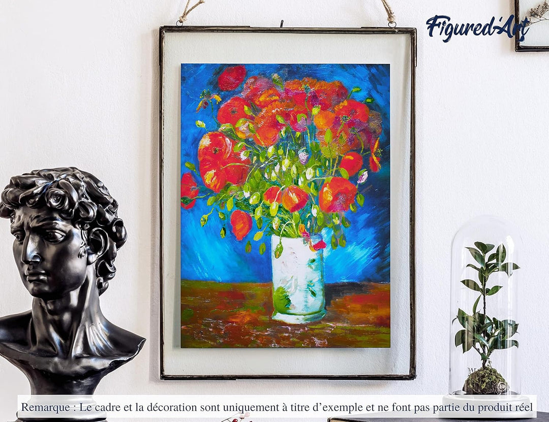 Figured'Art Malen Nach Zahlen Erwachsene Mit Rahmen Vase mit rotem Klatschmohn - Van Gogh - Paint by