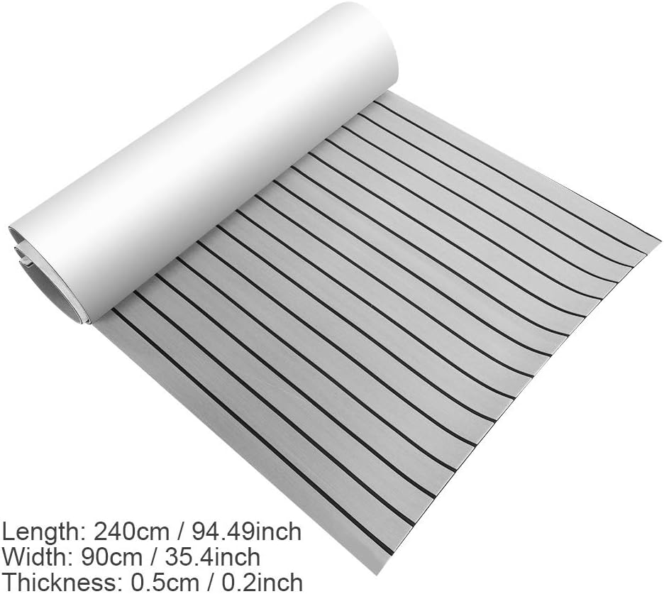 EBTOOLS Decking Bootsboden Synthetik-Teakfolie Teak-Eva Bodenmatte für Yacht, 240 x 90 x 0,6 cm, Gra