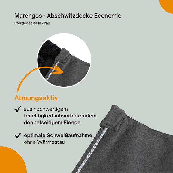 Marengos - Abschwitzdecke Economic fürs Pferd ist atmungsaktiv Fleecedecke Transportdecke grau 115cm