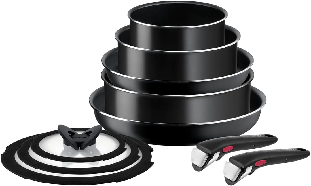 Tefal Ingenio Easy ON Töpfe & Pfannen-Set, 10-teilig, stapelbar, abnehmbarer Griff, platzsparend, an