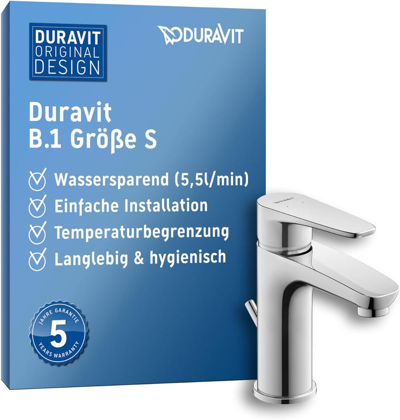 Duravit B11010 B.1 Einhebel-Waschtischmischer, Chrom mit Zugstangen-Ablaufgarnitur