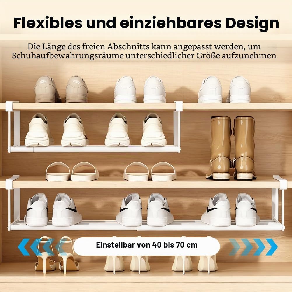 RANJIMA Unterregal Hängekorb Ausziehbar, Hängendes Schuhregal Organizer im Schrank, Verstellbarer 40