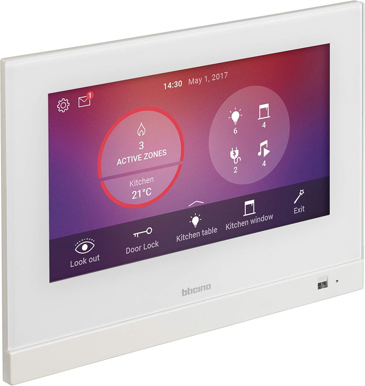 BTICINO, 7" Video-Hausstation mit Touchscreen Monitor, MyHOME Zentrale mit WLAN/LAN und Smartphone A