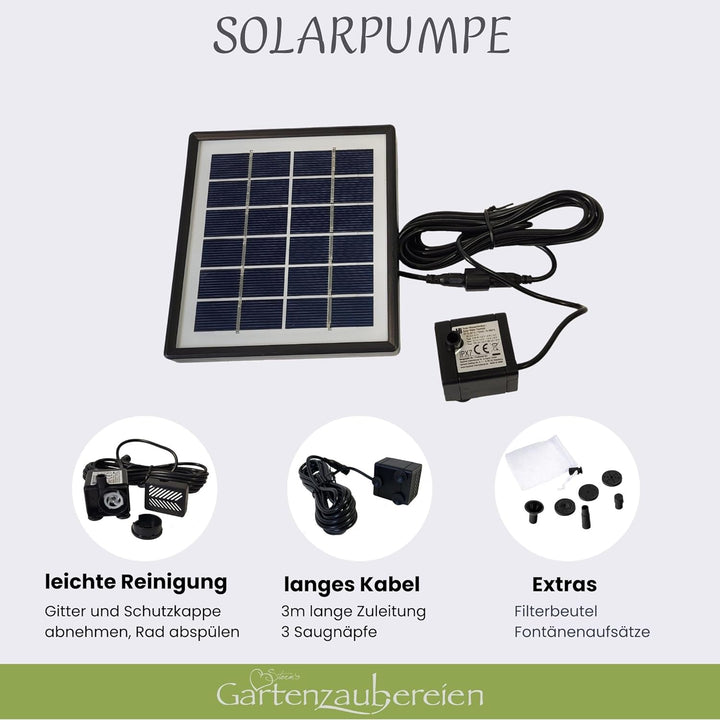 Storm's Gartenzaubereien Wasserspeier Frosch 16cm mit Solarpumpe aus Keramik für Miniteich - Balkon