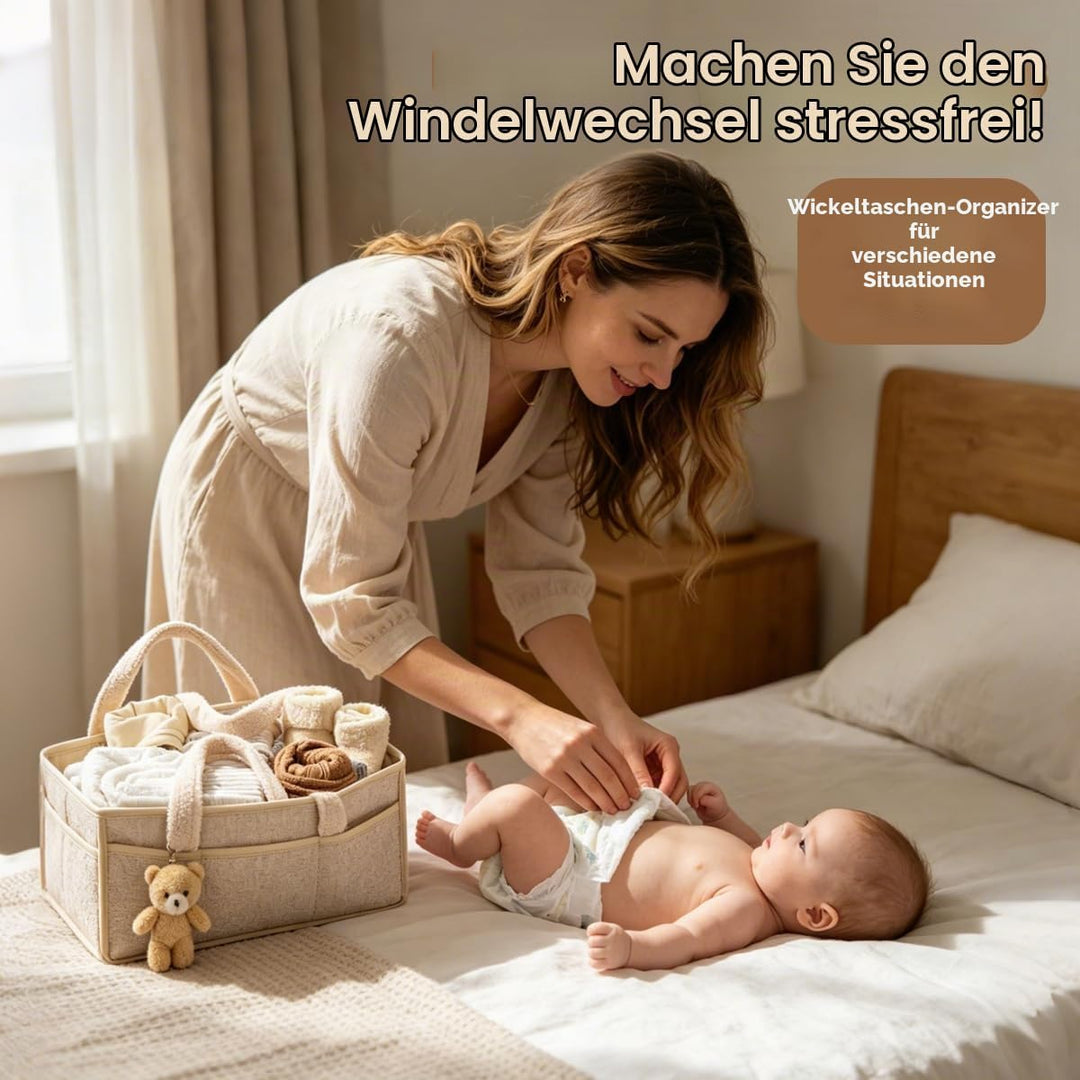 Wickeltasche Organizer, Baby Windel Caddy Organizer für Wickeltisch, Tragbarer Wickelkorb mit Heraus