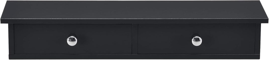 [en.casa] Wandregal mit 2 Schubladen Regal 10x60x15cm Ablage bis 15 kg Hängeregal MDF Schwarz, Schwa