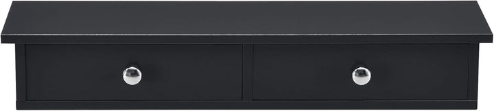 [en.casa] Wandregal mit 2 Schubladen Regal 10x60x15cm Ablage bis 15 kg Hängeregal MDF Schwarz, Schwa