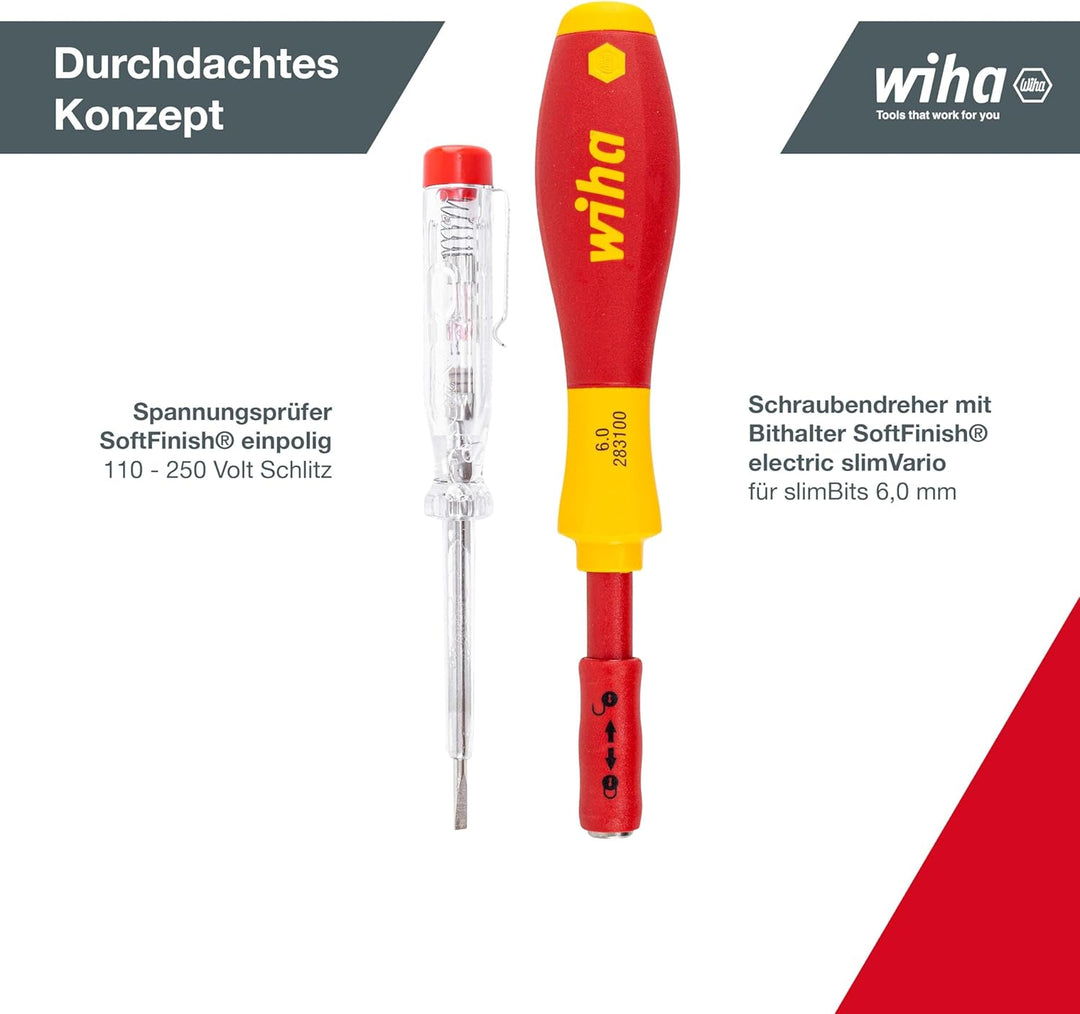 Wiha Schraubendreher und Bit Set slimVario (36068) 17 tlg. in Falttasche | VDE Elektriker | ( Schlit