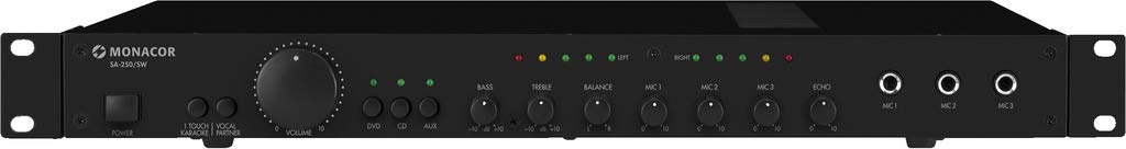 MONACOR SA-250/SW Universal-Stereo-Mischverstärker, 2 Kanäle, 3 Stereo-Line-Eingänge, 100W schwarz