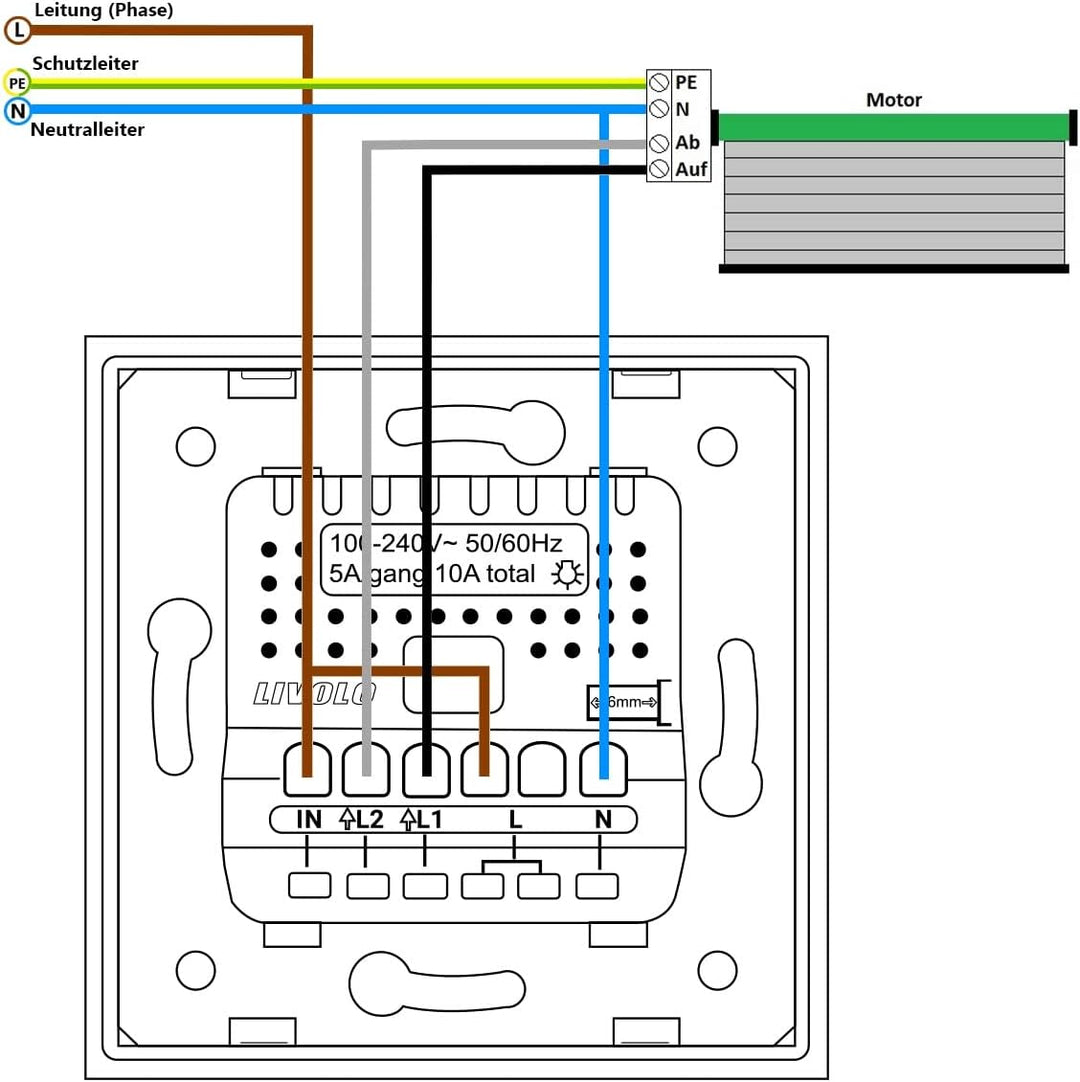 Livolo Funk LED Rollladenschalter Markisenschalter Jalousiesteuerung mit Steckdose für UP und Glasbl