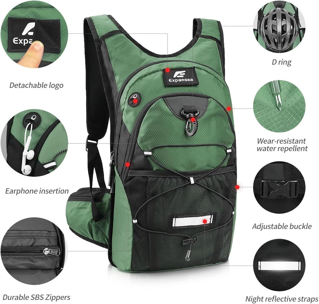 Trinkrucksack mit Trinkblase 3L BPA-Frei, Wasserdichter Outdoor-Rucksack, Rucksack mit Trinksystem,